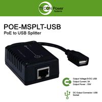 Tycon (POE-MSPLT-USB) Mini Splitter 802.3af/at or passive48 POE In, USB 15W Out