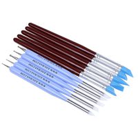 Ejiubas Clay Sculpting Tools Polymer Stylus Tool Set 5 X 2 Way Dotting Tool Modeling Clay 5 Pcs Rubber Brushes Wipe Out Tool Pottery Supplies Ceramics Tool Kit 10Pcs