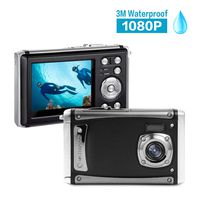 Kids Camera, 16MP Full HD 1080P 2.4" LCD Screen 3M Waterproof Digital Camera for Kids with 8X Digital Zoom,Rechargeable Battery,Flash and Mic,Goys Girls Gift