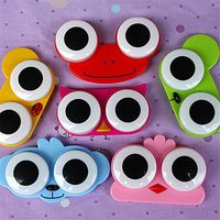2 Pcs Cute 3D Big Eye Owl Frog Animal Shape Contact Lens Case Holder Soak Storage Box