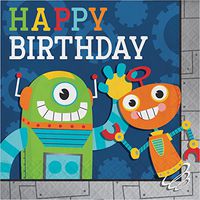 Robot Party Birthday Napkins, 48 ct