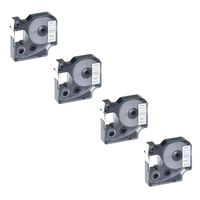 KCMYTONER 12mm (1/2") 18444 Vinyl Label Tape Compatible for DYMO Rhino 1000 5000 5200 6000 LabelManager LabelWriter 450 Duo ILP 2112 3M PL150 PL200 PL300 Label Makers (Black on White, 4 Pack)