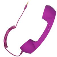Retro Handset Old School Style Adjustable Tone Phone Telephone Receiver Microphone Earphone 3.5mm Socket for iOS Android Smartphones Mobile Cell Phones (Purple)