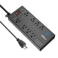 Smart Plug, Power Strip, AHRISE WiFi Surge Protector（1680 Joules with 4 Smart Outlets and 4 Always on outlets and 4 USB Ports(Smart 4.8A 24W Total), 6ft Extension Cord, 1875W/15A, Black