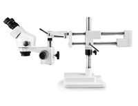 Vision Scientific VS-5E Binocular Zoom Stereo Microscope, 10x Widefield Eyepiece, 0.7X-4.5X Zoom Range, 7X-45x Magnification Range, Double Arm Boom Stand