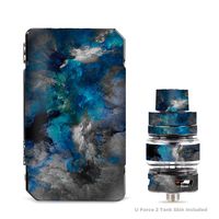 IT'S A SKIN Decal Vinyl Wrap for VooPoo Drag 2 V2 & UForce T2 Tank Vape Sticker Sleeve Cover/Blue Grey Painted Clouds Watercolor