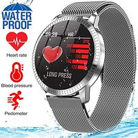 MyTECH Smart Watch Sport Activity Fitness Tracker with Heart Rate Blood Pressure Sleep Monitor Pedometer Waterproof Wrist Watch Wristband Birthday Gifts for Men Women (Silver Steel)