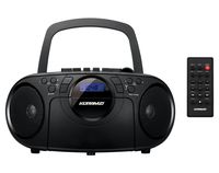 Koramzi Portable CD Boombox Full Range Stereo Sound System w/Top-Loading MP3 CD Player, Cassette Player and Recorder, AM/FM Radio, USB Input, Headphone & AUX Jack w/Remote Control- CD705CBK(Black)