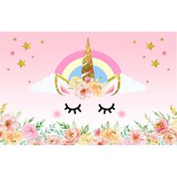 ML 7x5 Unicorn Background Backdrop for Photography Gold Unicorn Photo Backdrop Flowers Banner Baby Shower Party Backdrops