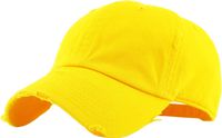 KBE-Vintage YEL Vintage Washed Cotton Dad Hat Baseball Cap Polo Style Yellow