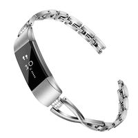 TRUMiRR for Fitbit Alta Women Bands, Jewelry Bangle Rhinestone Diamond Watchband Stainless Steel Watch Strap Feminine Metal Wrist Bracelet for Fitbit Alta/Alta HR/Alta Ace