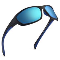 KastKing Hiwassee Polarized Sport Sunglasses for Men and Women, Matte Blackout Frame,Smoke Base Ice Mirror