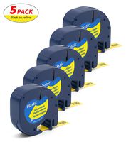 Label Orison LetraTag Refills Label 91332 S0721620 Plastic Tape Cassette Compatible with DYMO Label Maker LT100H LT100T Plus,Black on Yellow 1/2 Inch x 13 Feet 12mm x 4m,5Pack
