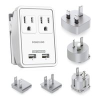POWERADD Travel Adapter Kit - Dual USB Ports + 2 Outlets, Universal Adapters for UK, US,Japan,China, Europe, Asia, Cruise Ship Travel, Perfect for Cellphone Laptop Camera and more - UL Listed
