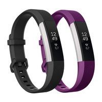 Fundro Replacement Bands Compatible with Fitbit Alta Bands and Alta HR Band, Newest Sport Strap Wristband with Secure Buckle for Women Men Boys Girls, 2- Pack (Small, A Black+Purple)
