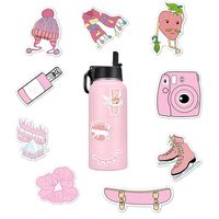 Pink Cute Vsco Stickers (35Pcs),Laptop and Water Bottle Decal Aesthetic Trendy Sticker Pack for Teens, Girls, Women Vinyl Stickers (Pink)