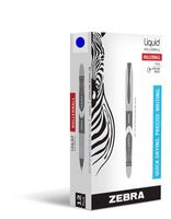 Zebra Liquid Rollerball Pens, Needle Point 0.5mm, Blue Ink, 12-Count