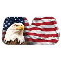 BDK AS-764 USA Patriotic American Eagle Flag Front Windshield Shade-Accordion Folding Auto Sunshade for Car Truck SUV-Blocks UV Rays Sun Visor Protector-Keeps Your Vehicle Cool-58 x 28 Inch