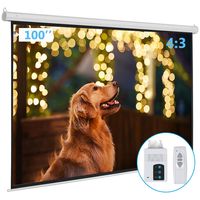 Kshioe Motorized Projector Screen with Remote Control, No Wrinkles, Without Dents, HD Screen, for Home Theater Office Classroom TV Usage (100inch 4:3)