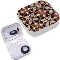Portable Contact Lens Case Box Travel Kit Mirror + Bottle + Tweezers Container Holder [ Beautiful Batik ]