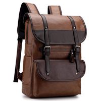 Pahajim Large Capacity Vintage College Bookbag Laptop Faux Leather Backpack Office Fashion Backpack For Men Women(Khaki)