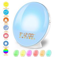 Wake Up Light Alarm Clock Lamp Alarm Clock Radio Sunrise Alarm Clock Fading Sunset with 7 Colors Sleep and Wake Up with PM Radio Light Alarm Clock Alarm Clock for Sleep Kids,Adults (White)
