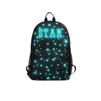 Transer Girls Boys Light Preppy Teenagers Noctilucent Cartoon Oxford School Bags Backpacks (L, Y-Black)