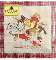 Cypress Home Cocktail Beverage Paper Napkins, Holiday Dogs, 40 ct