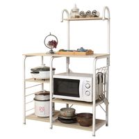 sogesfurniture 3-Tier+4-Tier Kitchen Baker's Rack Utility Storage Shelf Microwave Stand 35.4 inch Storage Cart Workstation Shelf,White Maple BHUS-172-