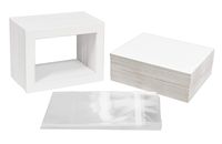 Golden State Art, Acid Free, Pack of 50 5x7 White Picture Mats Mattes with White Core Bevel Cut for 4x6 Photo + Backing + Bags