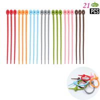 Silicone Ties, Bread Bags with Twist Ties, Silicone Zip Ties for Food, Cord Ties Snake Ties Multi Use for Kitchen Food Bags Pink Blue Green Orange (21 Pcs)