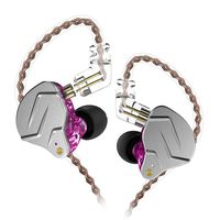 KZ ZSN Pro Dynamic Hybrid Dual Driver in Ear Earphones Detachable Tangle-Free Cable Musicians in-Ear Earbuds Headphones (Purple Without Mic)