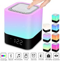 Night Lights Bluetooth Speaker, Touch Control Bedside Lamp RGB Color Changing LED Night Light with Alarm Clock MP3 All in 1 for Women Men Kids
