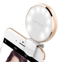 Selfie Ring Light, JANCHUN Rechargeable Selfie LED Camera Light with 7 Light Colors and 3 Levels of Brightness - Gold