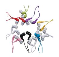 JustJamz Kidz Jelly Roll Colorful in-Ear Headphones 3.5mm Stereo Bulk Earbuds for Classroom School Library - 10 Pack