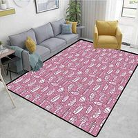 Airplane Geometric Floor Comfort Mats, Cute Baby Boy Pattern with Transportation Helicopter Air Balloon Car Ship, Easy Maintenance Area Rug Living Room Bedroom Carpet(6'x 9')