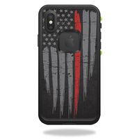 MightySkins Skin Compatible with LifeProof FRĒ iPhone X - Thin Red Line | Protective, Durable, and Unique Vinyl Decal wrap Cover | Easy to Apply, Remove, and Change Styles | Made in The USA