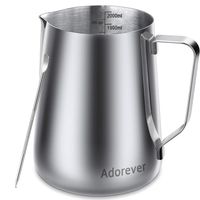 Milk Frothing Pitcher 2000ml/66oz Steaming Pitchers Stainless Steel Milk Coffee Cappuccino Latte Art Barista Steam Pitchers Milk Jug Cup with Decorating Art Pen, Sliver