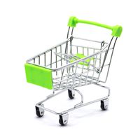 Fly Array Kids Mini Shopping Cart Roll Wheel Moving Doll Toys Holder Cool Desk Holder Tiny Cute Supermarket Cart Trolly Sturdy Metal Novelty Adorable Gifts for Children (Green, XS(4.5×3.4×4.7 inch))