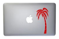 Lone Tropical Palm Tree Vinyl Decal for MacBook, Laptop or Other Device 5 Inch (Dark red)