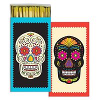 HomArt Large Decorative Sugar Skull Candle and Fireplace Wood Matches (Set of 10)