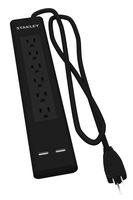 Stanley 33250  SurgeMax USB, 6-Outlet Surge Protector with 2 USB Ports, Black