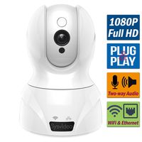 WiFi Wireless IP Camera for Home/Shop Security Surveillance, 1080P HD Infrared Night Vision Pan Tilt, Support Cellphone APP & Computer, SD Card Recording, Motion Alert, Microphone 2 Way Audio (White)