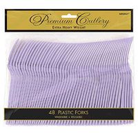 Premium Heavy Weight Plastic Forks | Lavender | Pack of 48 | Party Supply