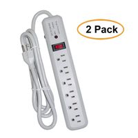 ACL 6 Feet Power Cable with 6 Vertical Outlets Surge Protector, 3 MOV, 540 Joules, EMI/RFI, Gray, 2 Pack