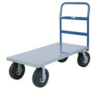 Little Giant NBB-3060-10P Steel Deck Cushion-Load Platform Truck with 10" Pneumatic Wheels, 1500 lbs Capacity, 60" Length x 30" Width