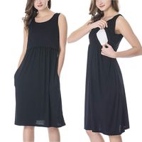 Iusun Women's Maternity Dress with Pockets O-Neck Sleeveless Layer Sundress Nursing Breastfeeding Pregnants for Summer Daily Vacation Holiday
