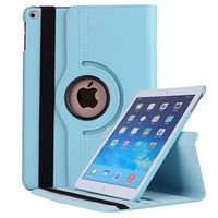 Jennyfly 2017 iPad Pro 12.9 Case, Premium PU Leather Multi-Purpose Stand 360 Degree Rotating Stand Protective Case Business Cover for 2015/2017 iPad Pro 12.9 - Light Blue