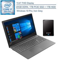 2020 Lenovo V330 15.6" FHD Business Laptop Computer, 8th Gen Intel Quad-Core i7-8550U Up to 4.0GHz, 20GB RAM, 1TB PCIE SSD + 1TB HDD, Windows 10 Professional + EST 500GB External Hard Drive