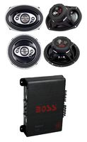 2) Boss P694C 6x9" 800W + 2) 6.5" 400W 4-Way Car Speakers + R1004 400W 4-Ch Amp